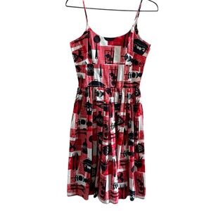 Bernie Dexter Paris Dress BBQ Print Sz Small Vintage USA Pinup Retro Rockabilly